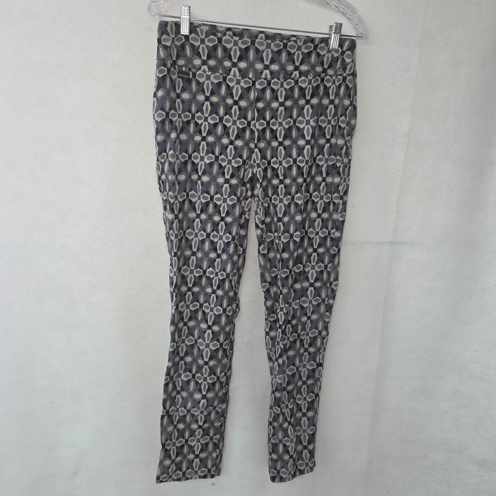 Lisette L Montreal Slim Pants Women 12 Grey‎ Geometric Jacquard Pull On 42855